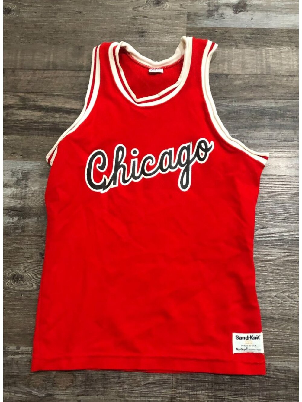 Vtg Vintage Sand-Knit Chicago Bulls Youth Kids Size Large NBA Basketball Jersey